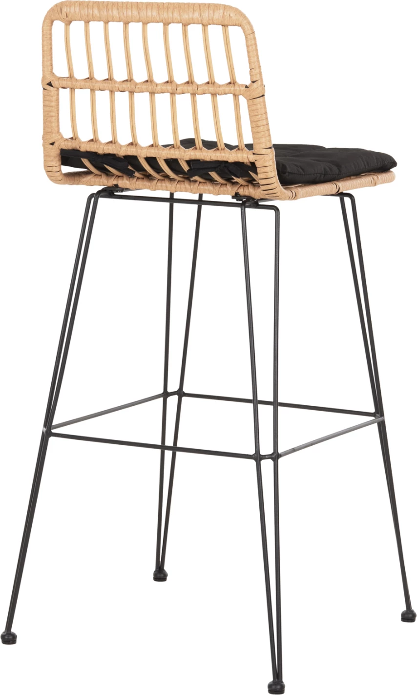 Barski stol za zunaj ALLEGRA FH5452.11 kovina in blazina v črno-bež pletenju 52x51x103H cm