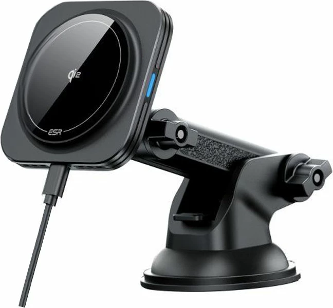 Magnetni avtomobilski nosilec za hitro brezžično polnjenje 15W ESR HaloLock MagSafe Qi2, črn