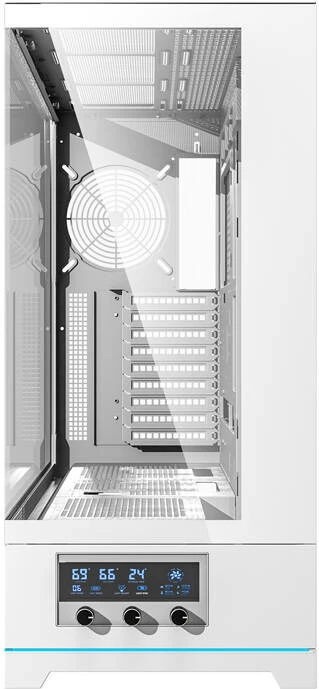 Računalniško ohišje Big Tower, brez ventilatorjev, ATX, kaljeno steklo, belo, Darkflash DY451L