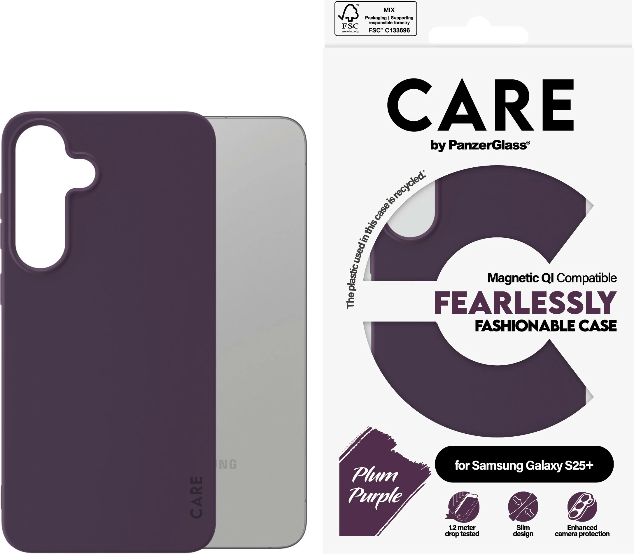 Silikonski ovitek PanzerGlass CARE za Samsung Galaxy S25 Plus, plum purple