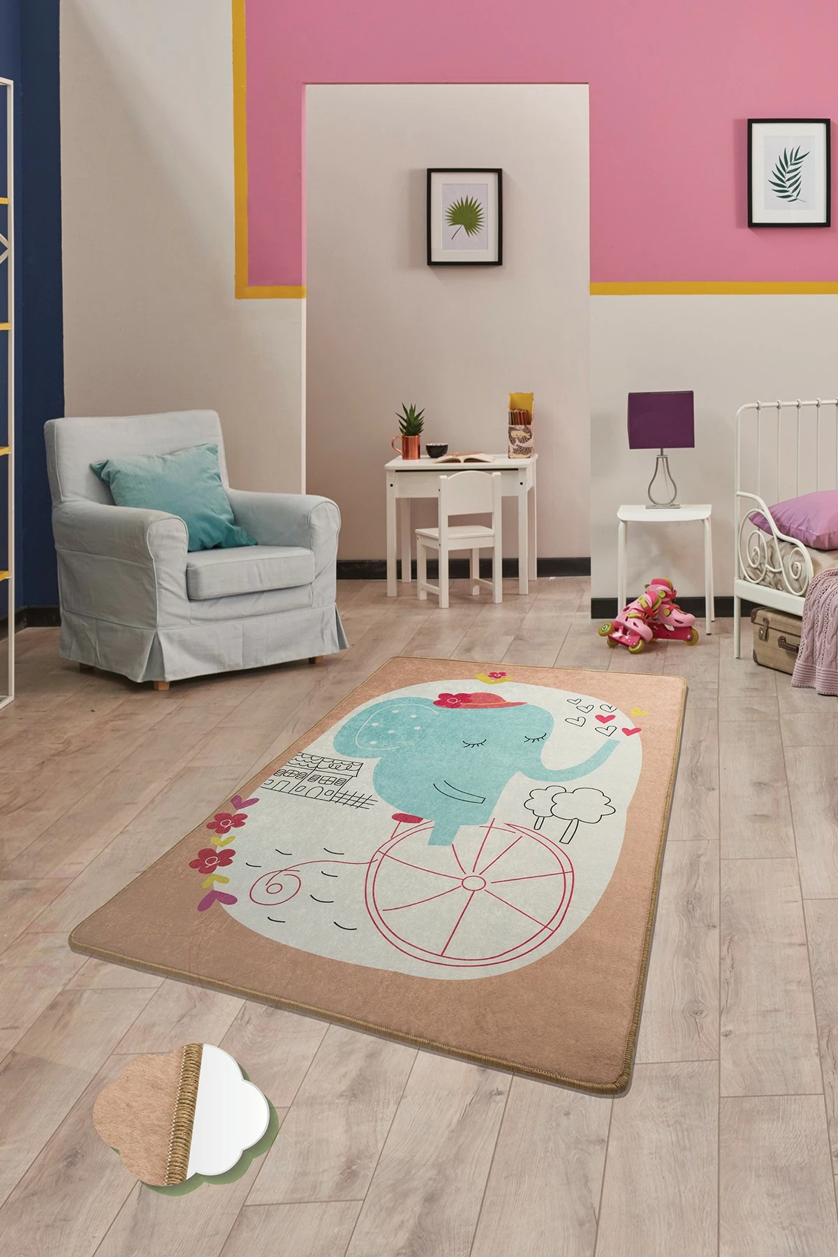 Preproga 140 x 190 cm Conceptum Hypnose Elephants Bike, večbarvna