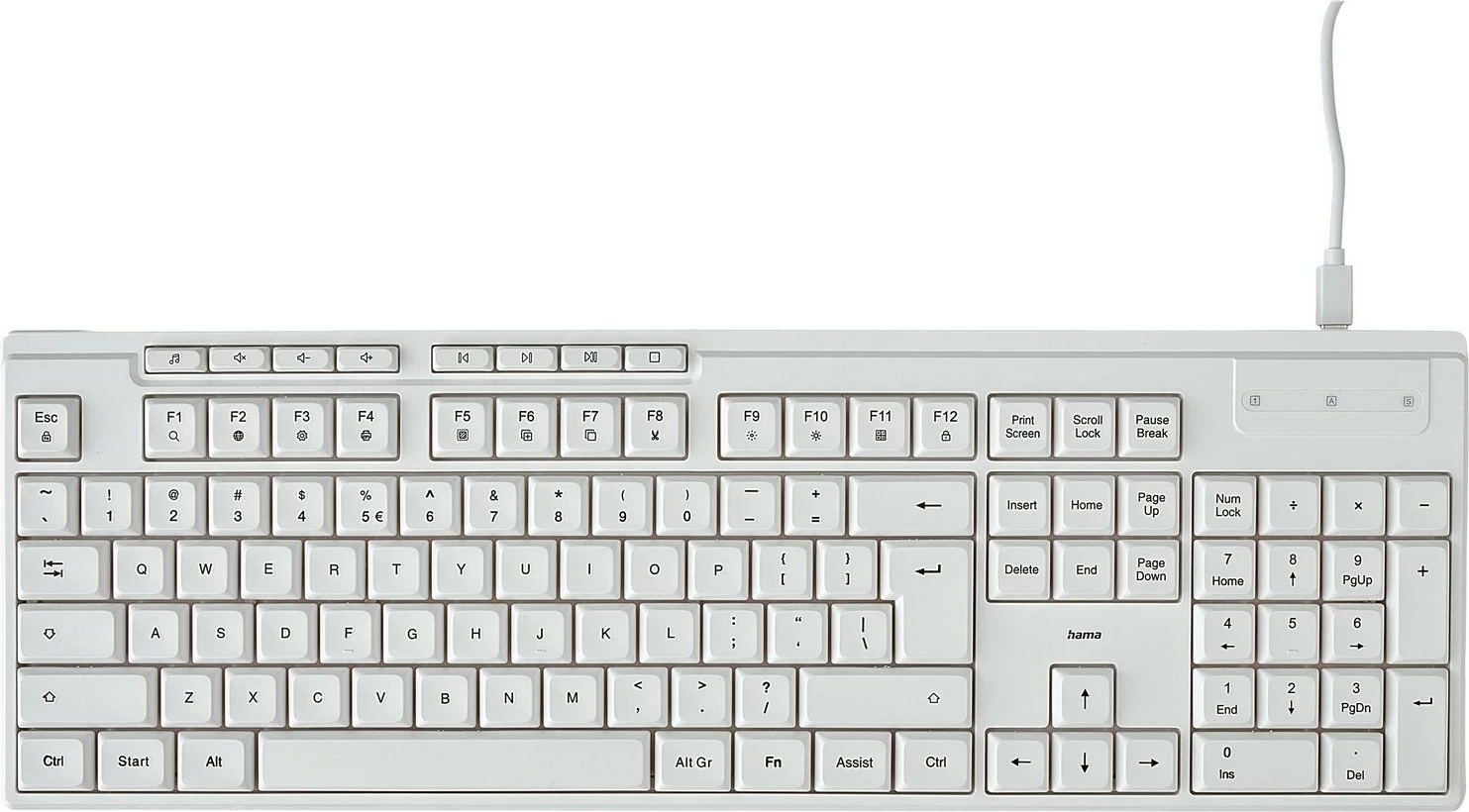 Žična tipkovnica Hama CK-200, USB, bela