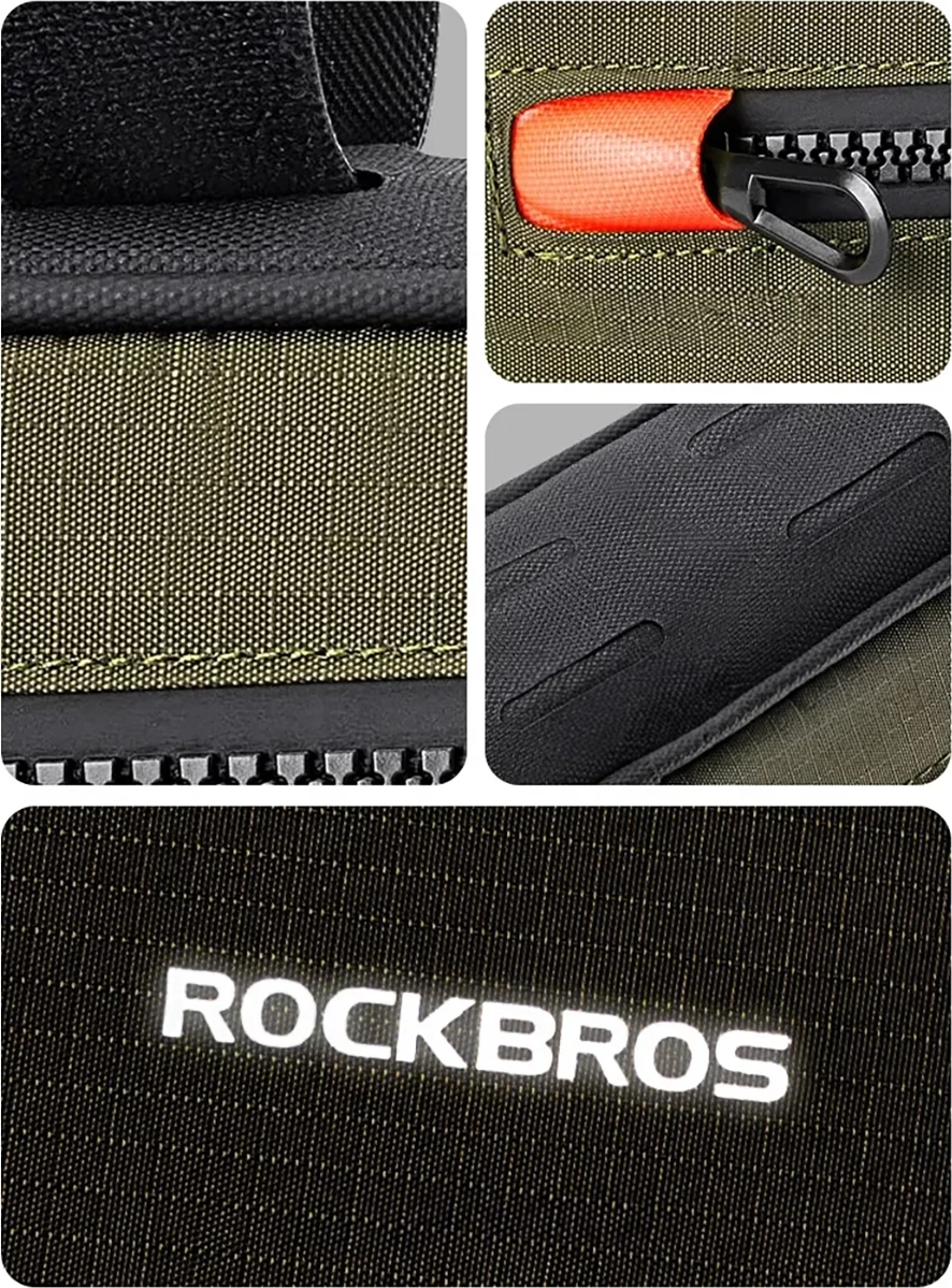 Kompaktna torbica za okvir kolesa, Rockbros 30120079001, 1,7 L, zeleno-črna