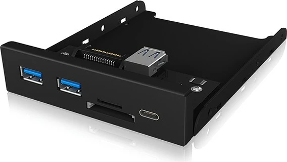 USB hub z vgrajenim čitalcem kartic ICY BOX IB-HUB1417-i3, 2x USB-A, 1x USB-C, SD/MicroSD, črn