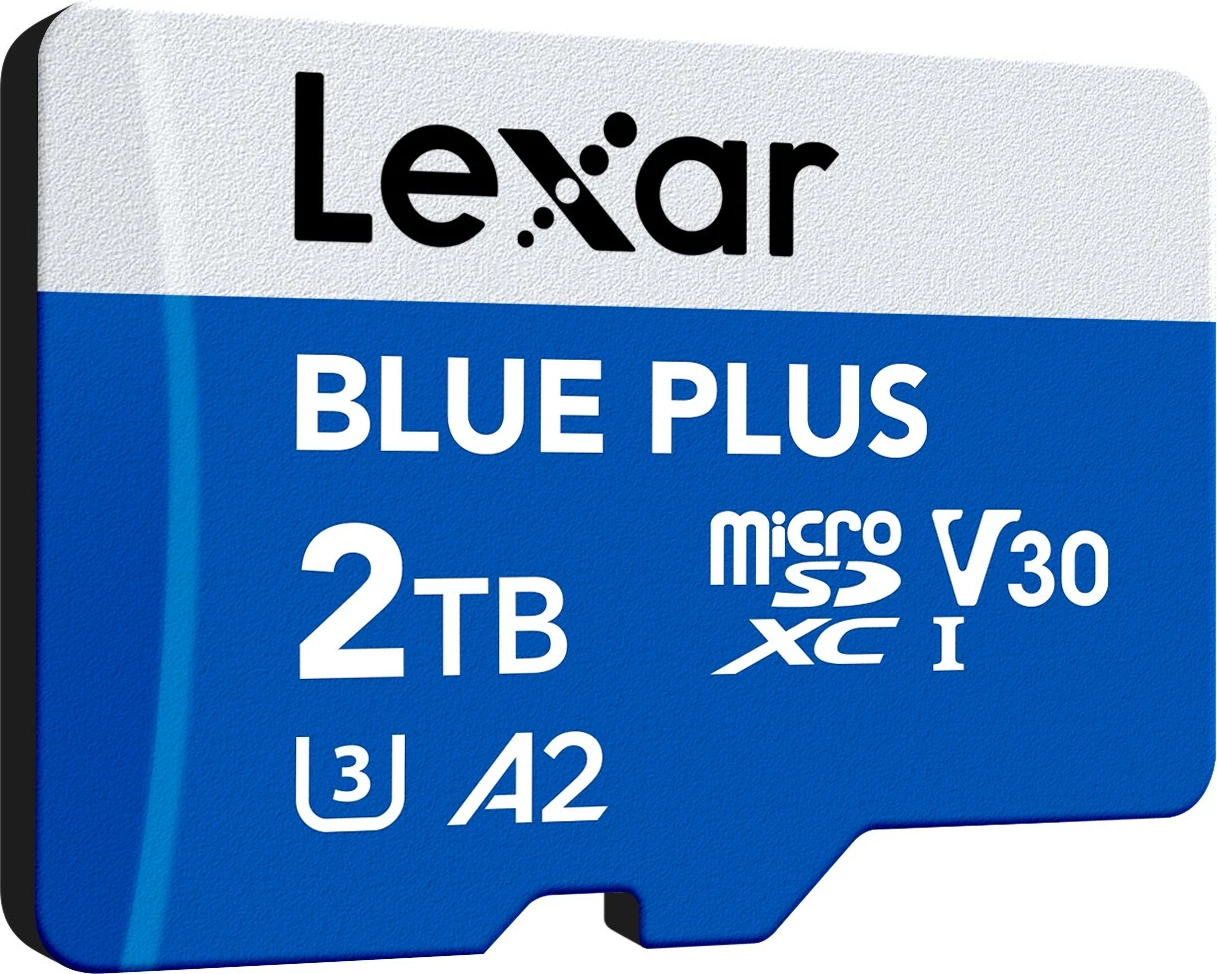 microSD pomnilniška kartica 2TB Lexar Blue Plus SDXC UHS-I C10 A2 U3 V30 do 170 MB/s, modra, z SD adapterjem