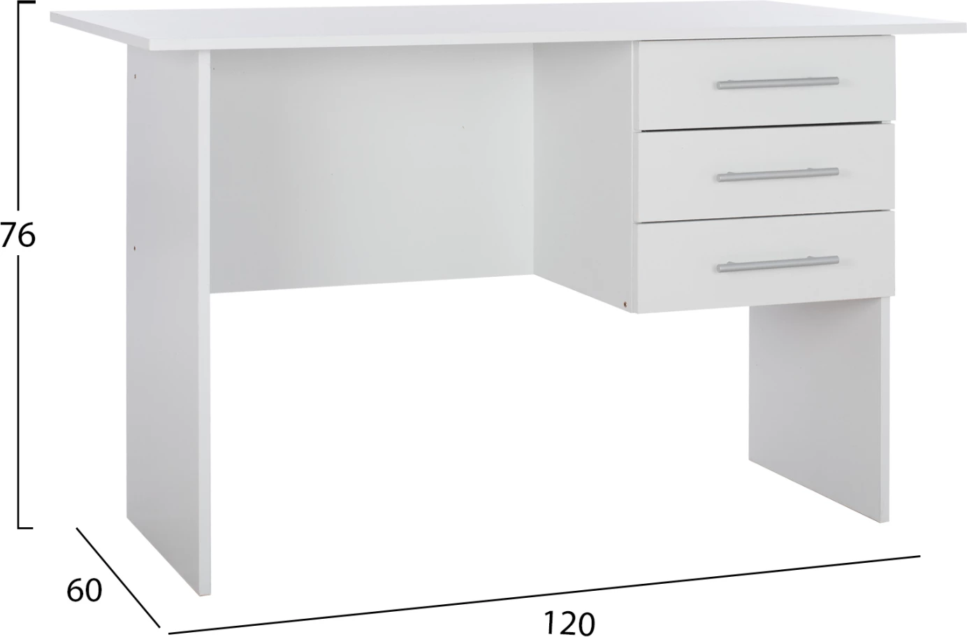Pisalna miza iz melamina ENSLEY FH2029.05 s 3 predali bela 120x60x76 cm