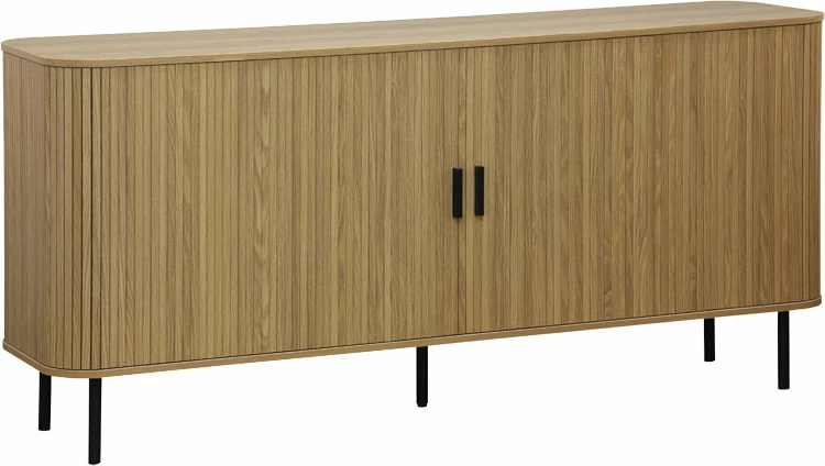 Komoda Scandi iz MDF, naravna barva, črne kovinske noge, 170x45x80 cm
