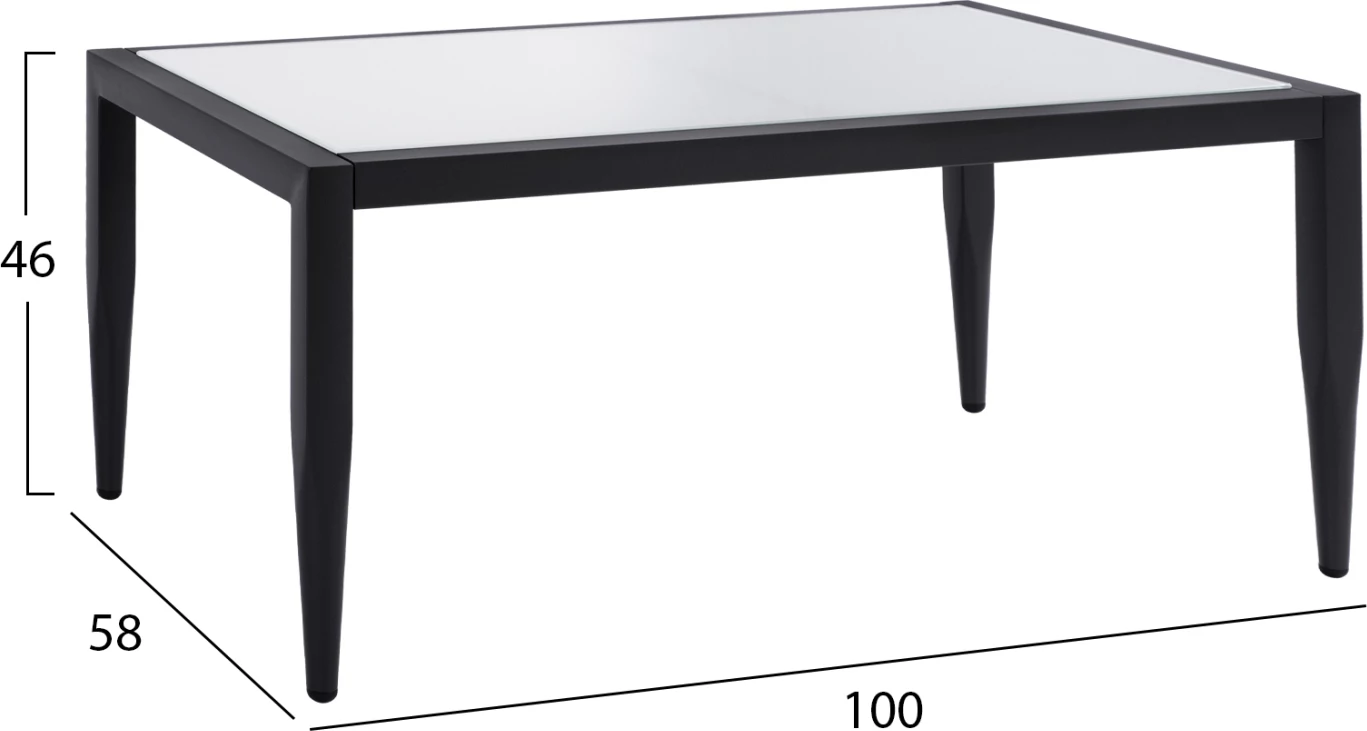 Aluminijasta miza FH5551.02 v sivi barvi s steklom 100x58x46cm