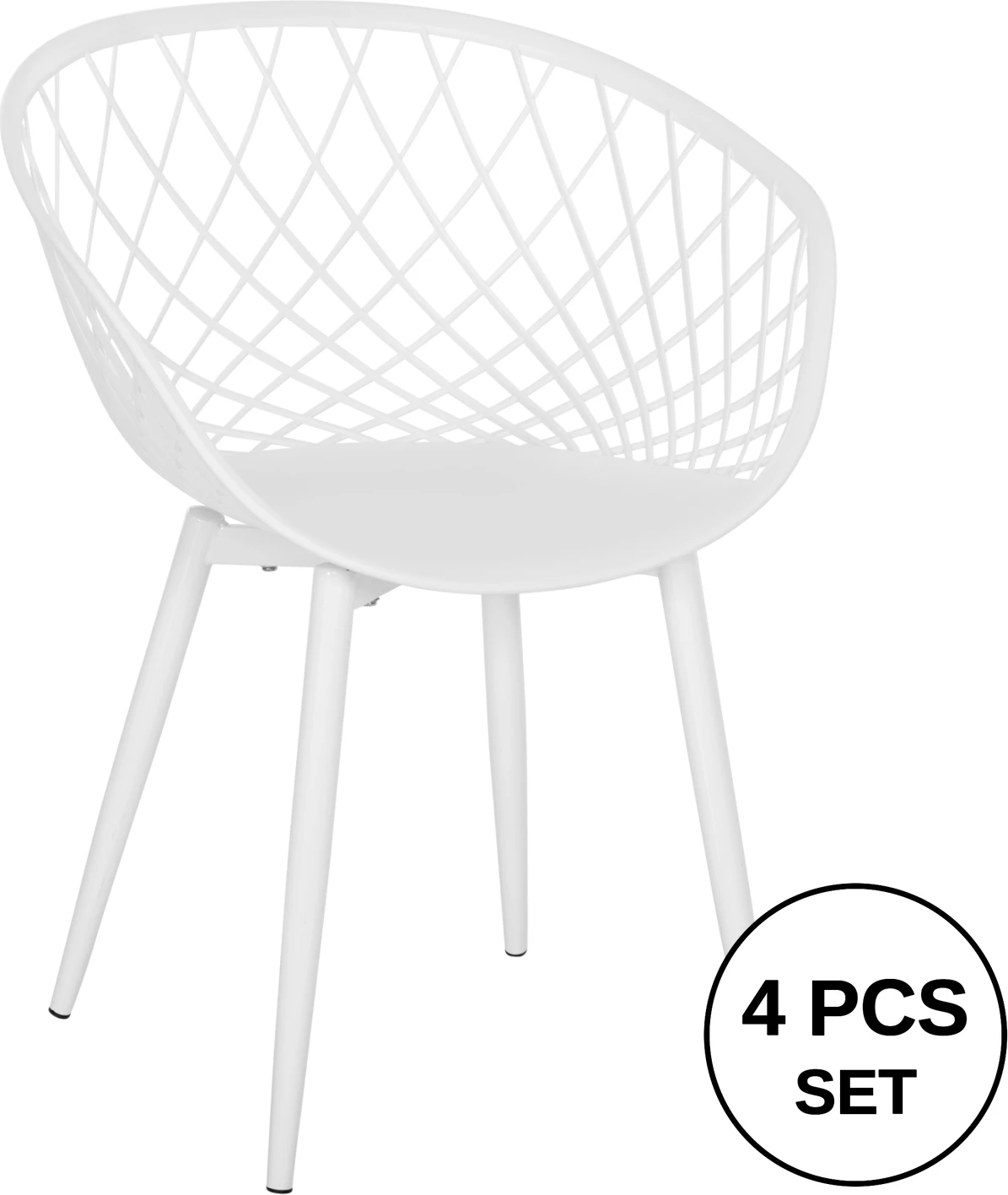 Fotelj ARIADNE FH8001.31 bel polipropilen-bela kovinska noga 62x54x81Hcm, set 4 kosov