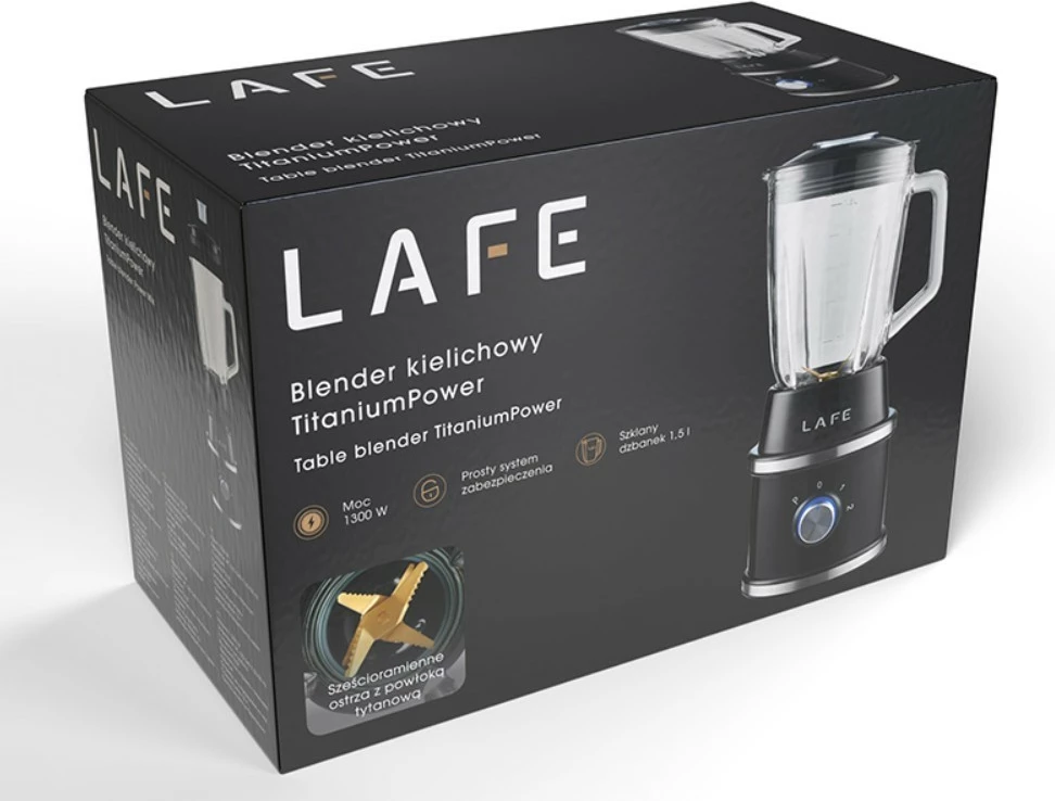 Blender z vrčem Lafe LAFBLE47472, 1,5 L, 1300 W, 2 hitrosti, titanov, črn