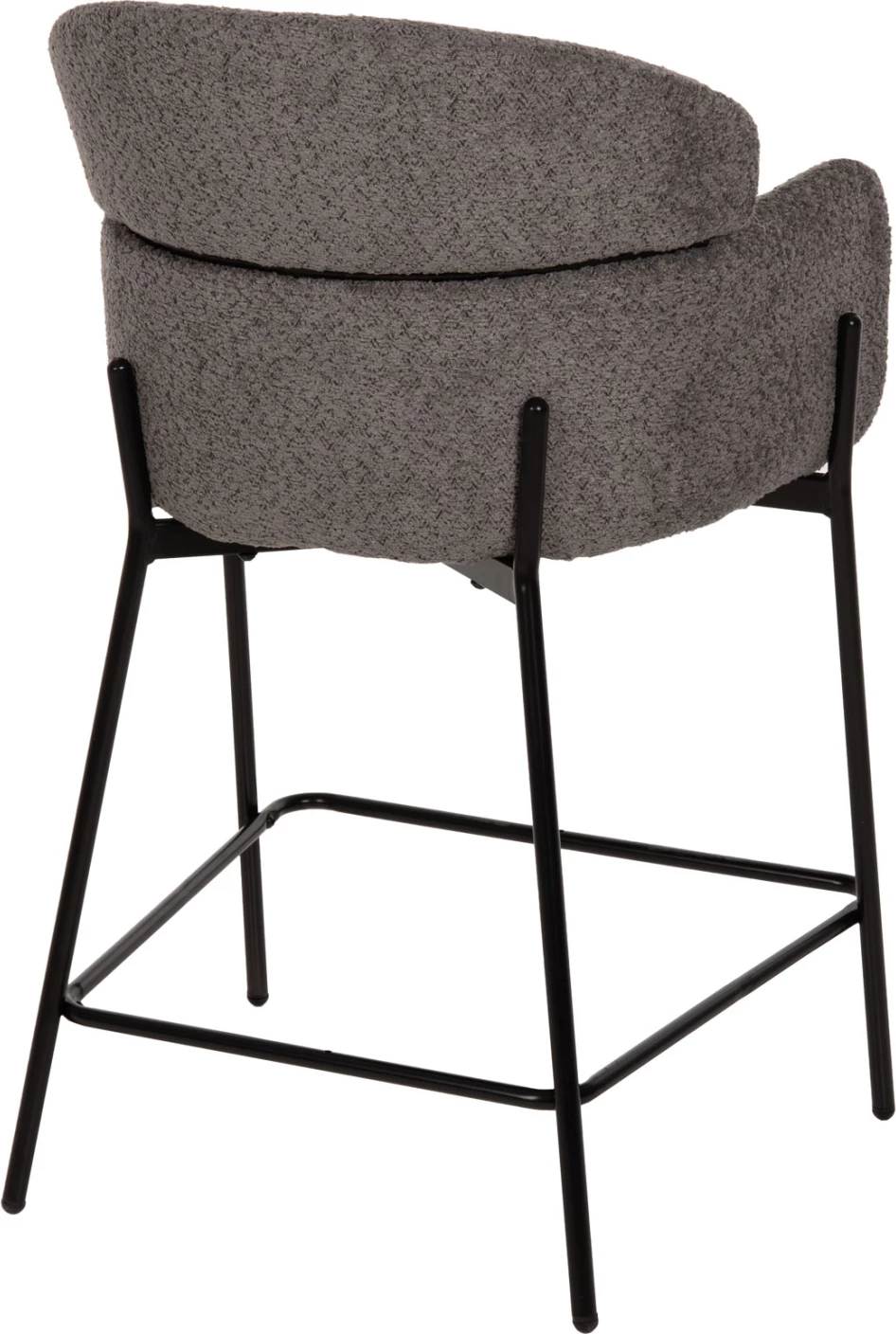 Barski stol srednje višine WOLF FH8584.01 siva boucle tkanina-črne kovinske noge 56x56x96Hcm, set 2 kosov