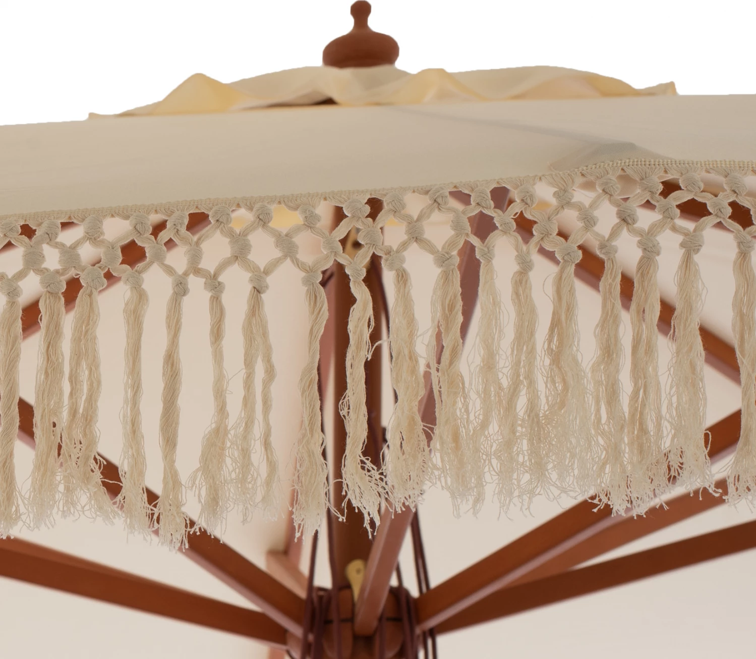 Profesionalna senčnik Wagner makrame resice bež z lesenim ogrodjem 3x3x2.50m FH5778.01