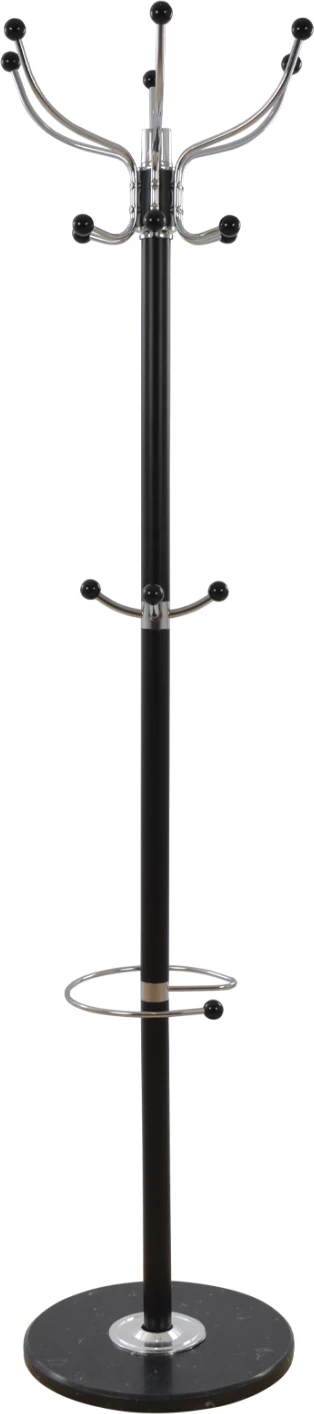 Stojalo za klobuke/plašče kovinsko JUDE FH0040.01 vrtljivo črno s črno marmorno osnovo Φ37x170Η cm
