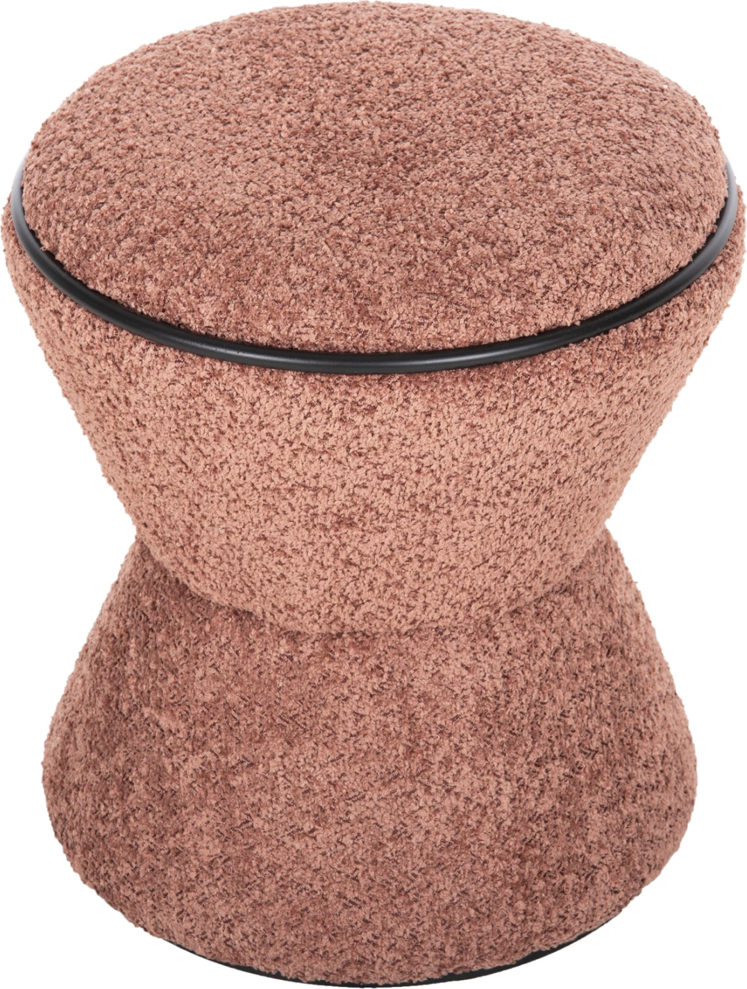 Okrogli stol LINNER FH9604.02 iz boucle tkanine roza-črna podrobnost D38x44 cm