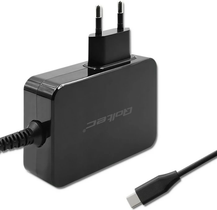 Stenski polnilec Qoltec GaN Power Pro 52387, 90 W, 1x USB-C, črn