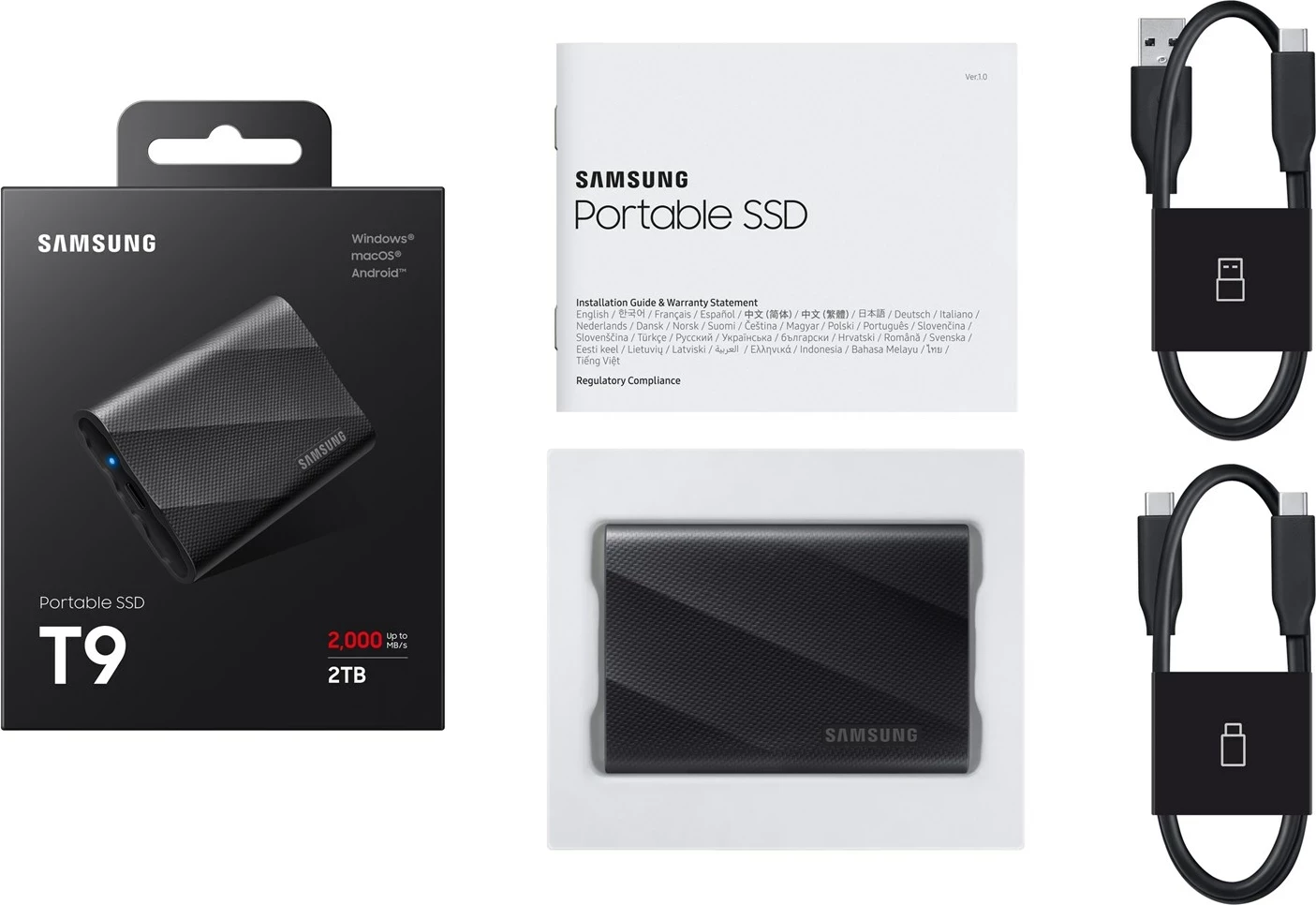 Prenosni SSD 2TB, Samsung MU-PG2T0B, USB Type-C 3.2 Gen 2, črn