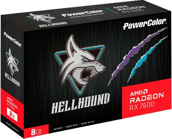 Grafična kartica Hellhound RX 7600, PowerColor, 8 GB GDDR6, PCI Express 4.0, črna