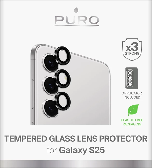 Kaljeno steklo za kamero, Puro Single Camera Lens, Samsung Galaxy S25