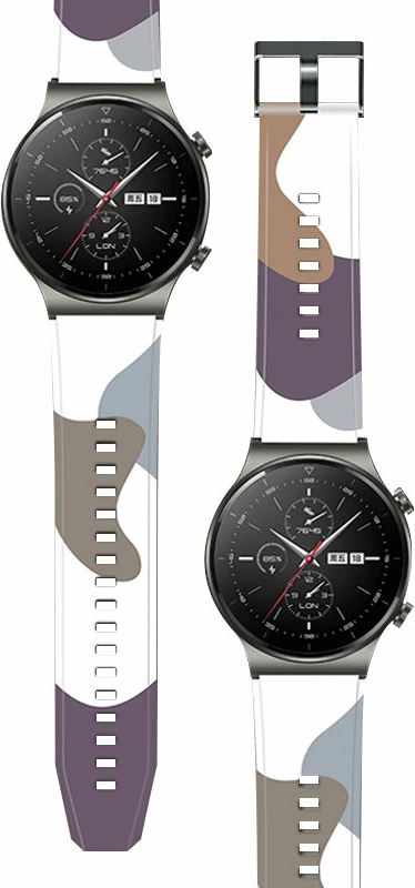 Silikonski pašček Hurtel za Huawei Watch GT2 Pro, Moro, 22 mm, siva/vijolična/bela