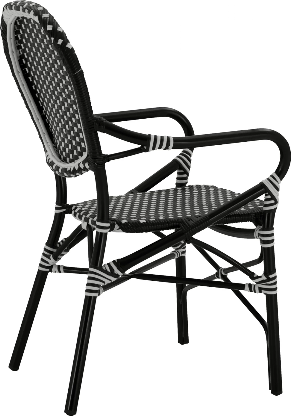 Aluminijasti naslanjač videza bambusa s črno-belim pletenjem FH5793.02 56X63X96Y cm