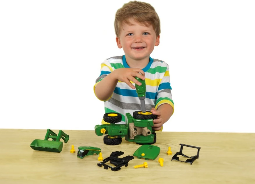 Igrača traktor John Deere 6215R Klein za otroke, zelen/rumen/črn