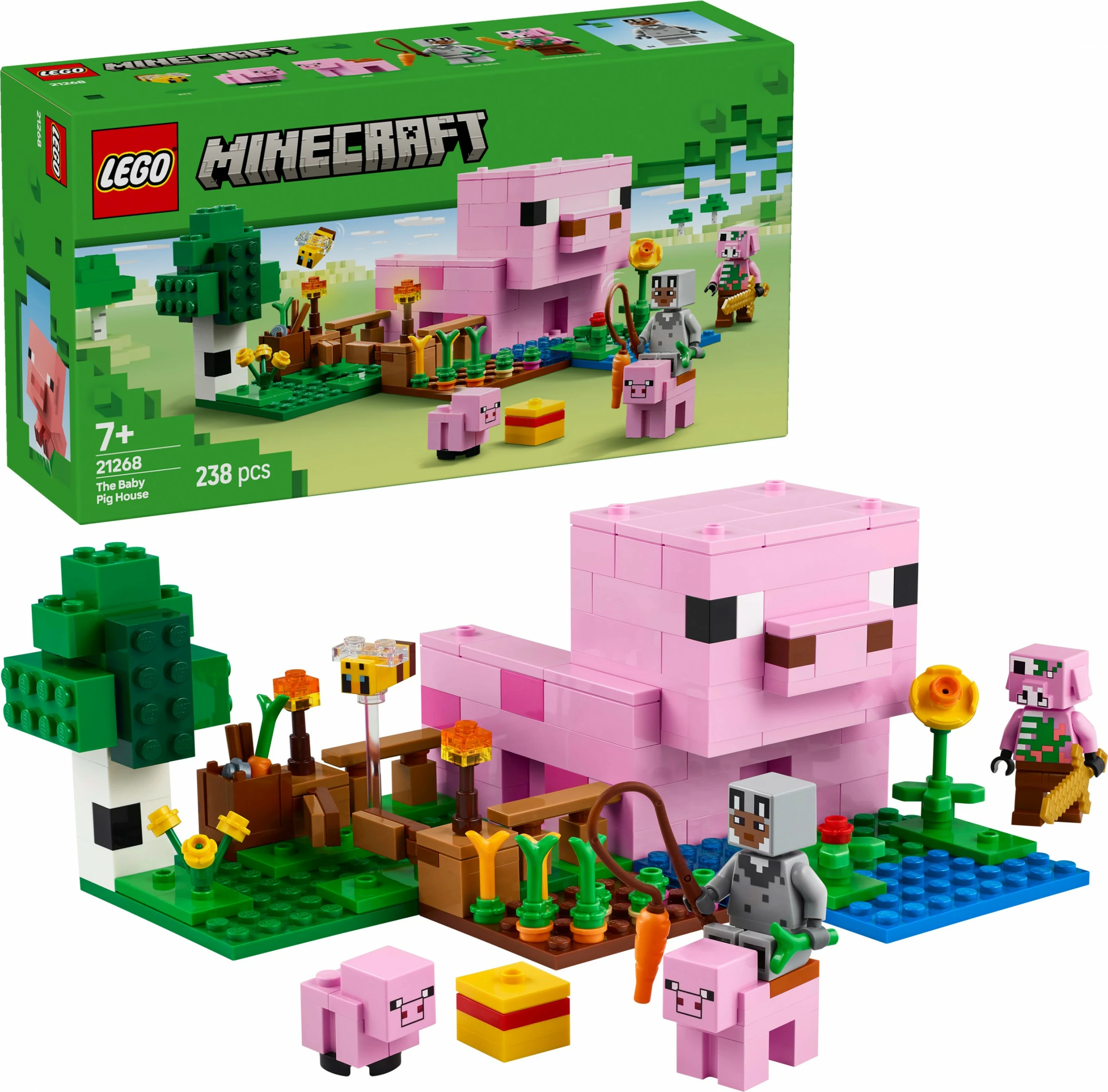 Gradbeni set LEGO Minecraft 21268 Hiša malih prašičkov, 238 kosov, večbarvno