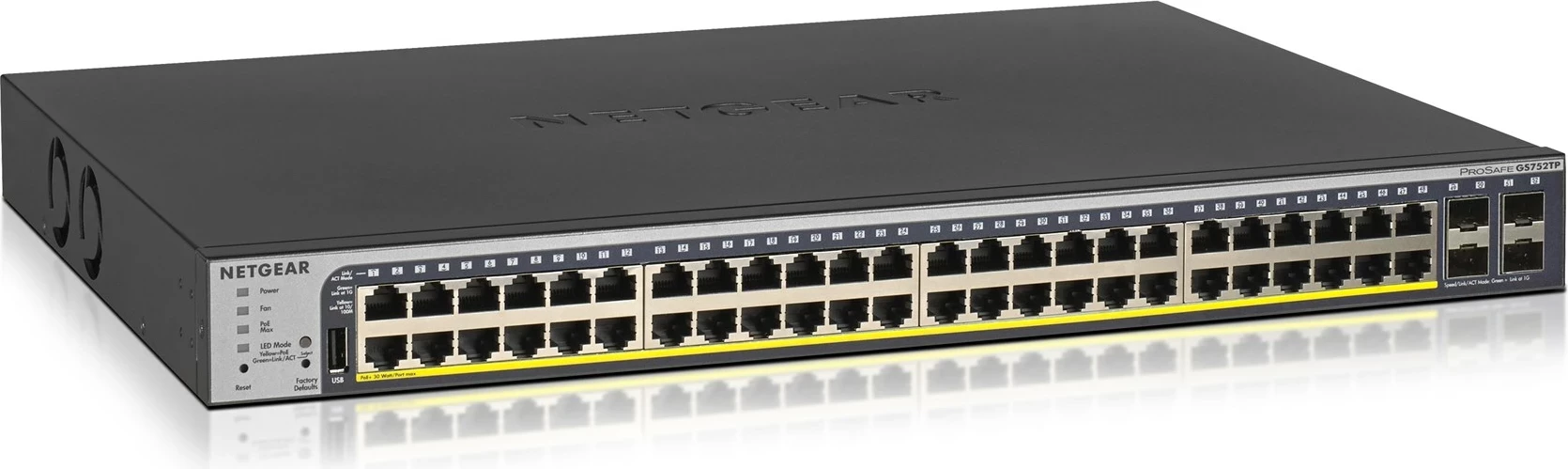 Upravljan switch NETGEAR GS752TP-300EUS, 1U, črn