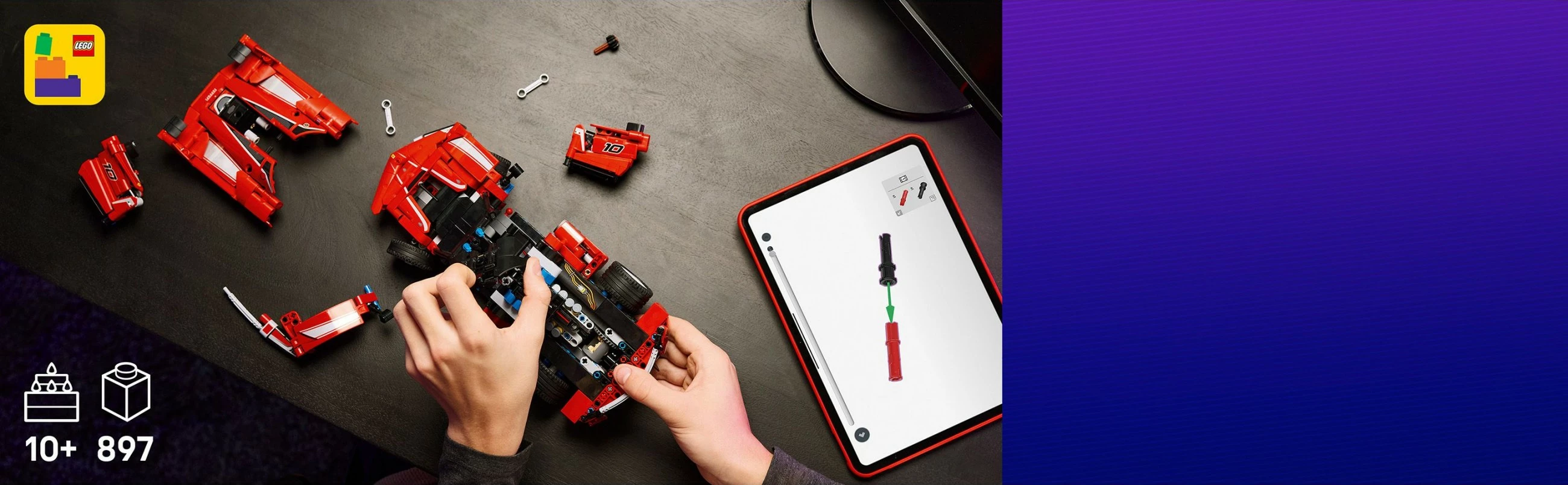Detajni komplet za sestavljanje Ferrari FXX K LEGO Technic 42212, 897 kosov, večbarven