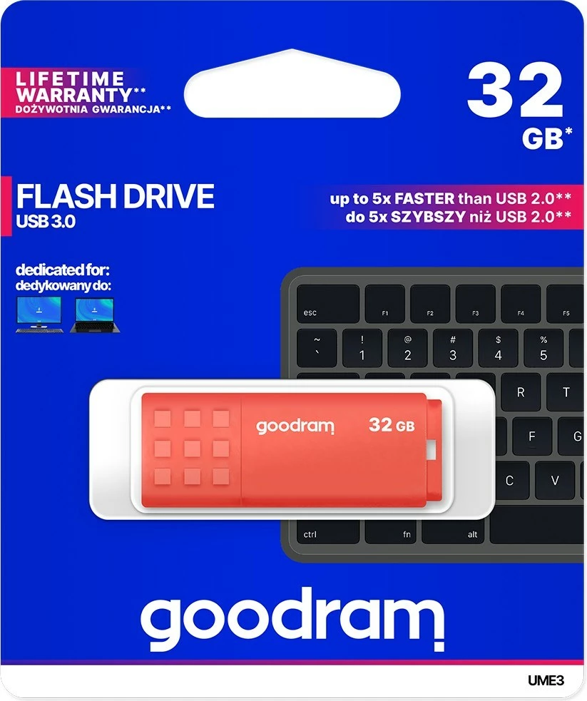 USB ključek Goodram, USB 3.0-A, 32 GB, oranžen