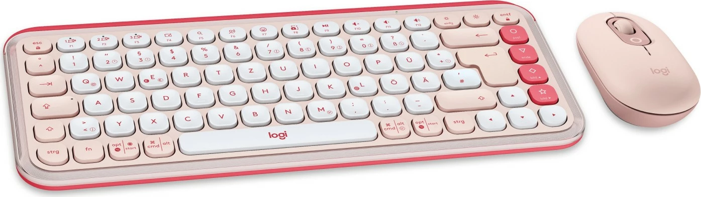 Brezžična tipkovnica z miško POP ICON COMBO Logitech, QWERTZ, Bluetooth, roza/bela
