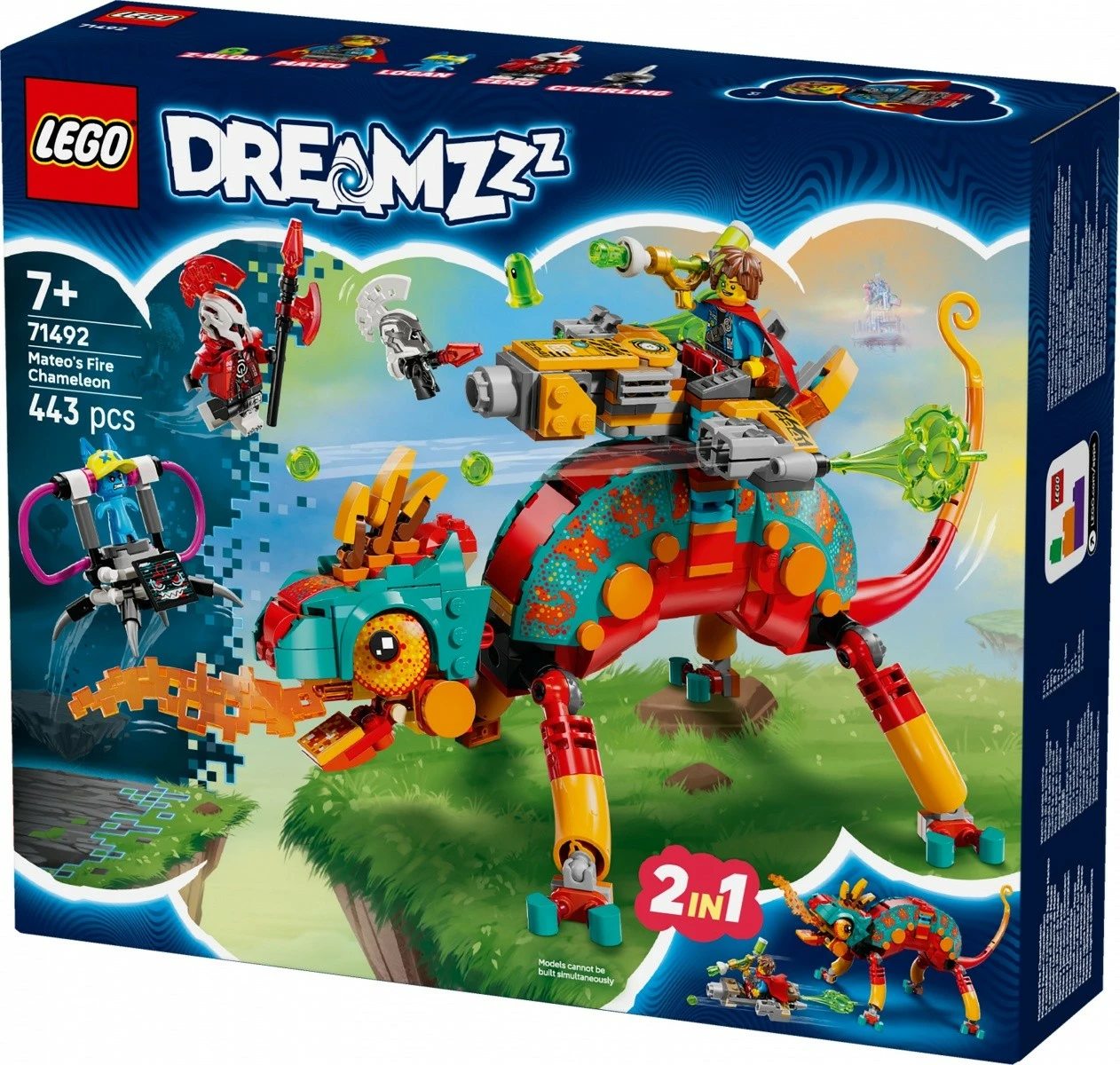 443-delni gradbeni set LEGO DREAMZzz Mateo's Fiery Chameleon 71492, za otroke, večbarven