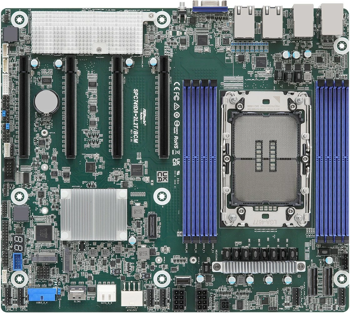 Matična plošča ASRock SPC741D8-2L2T/BCM, Socket 4677, serverska, 8 rež RAM, 4x LAN