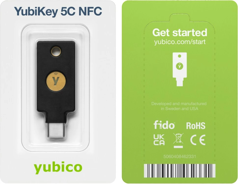 Varnostni ključ YubiKey 5C NFC, USB-C, črn