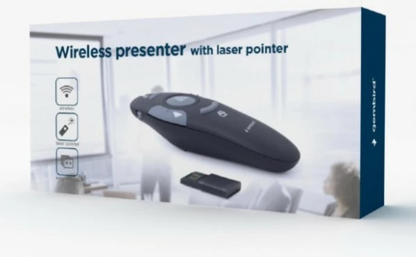 Brezžični presenter z laserjem Gembird WP-L-11, črn/siv
