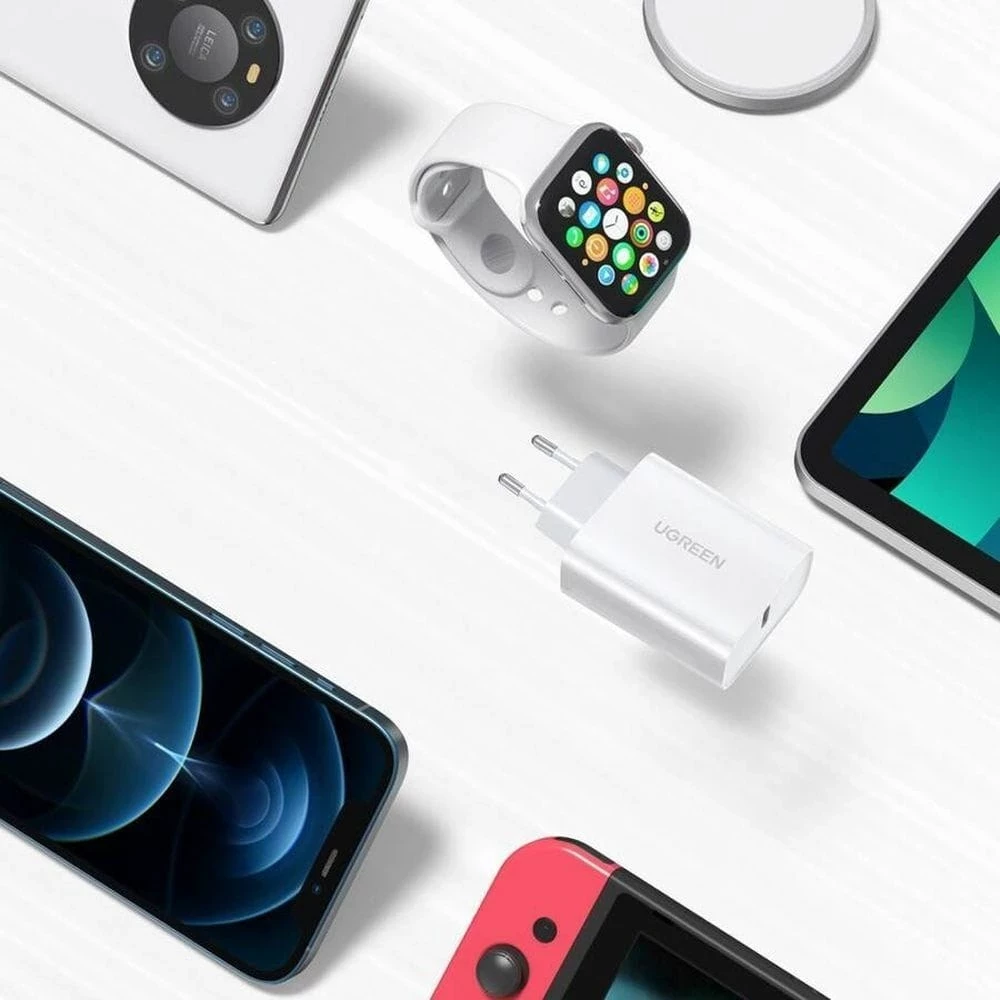 20W polnilec, USB-C, Power Delivery 3.0 in Quick Charge 4.0+, UGREEN, bel
