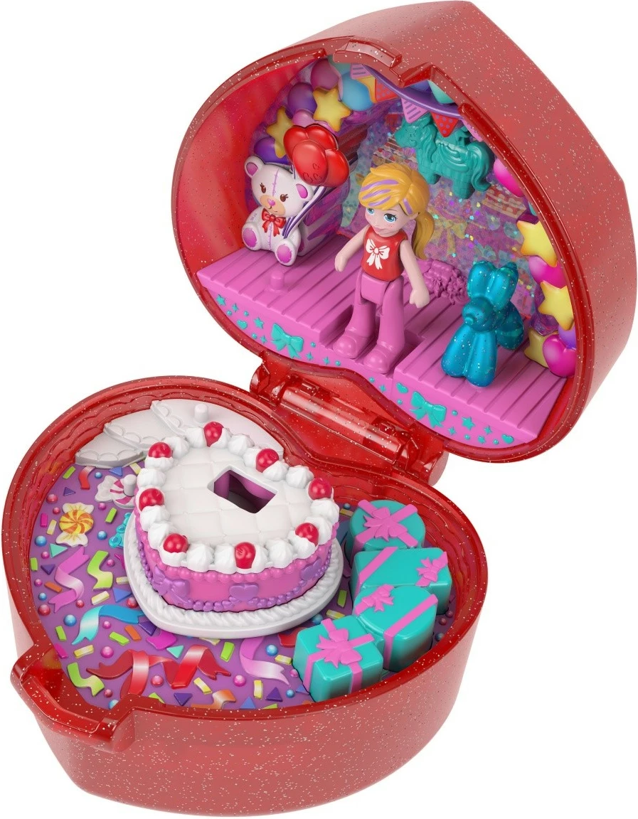 Komplekt igrač Polly Pocket Mattel JGK21, 80. obletnica, z mikro punčko in dodatki, rdeč