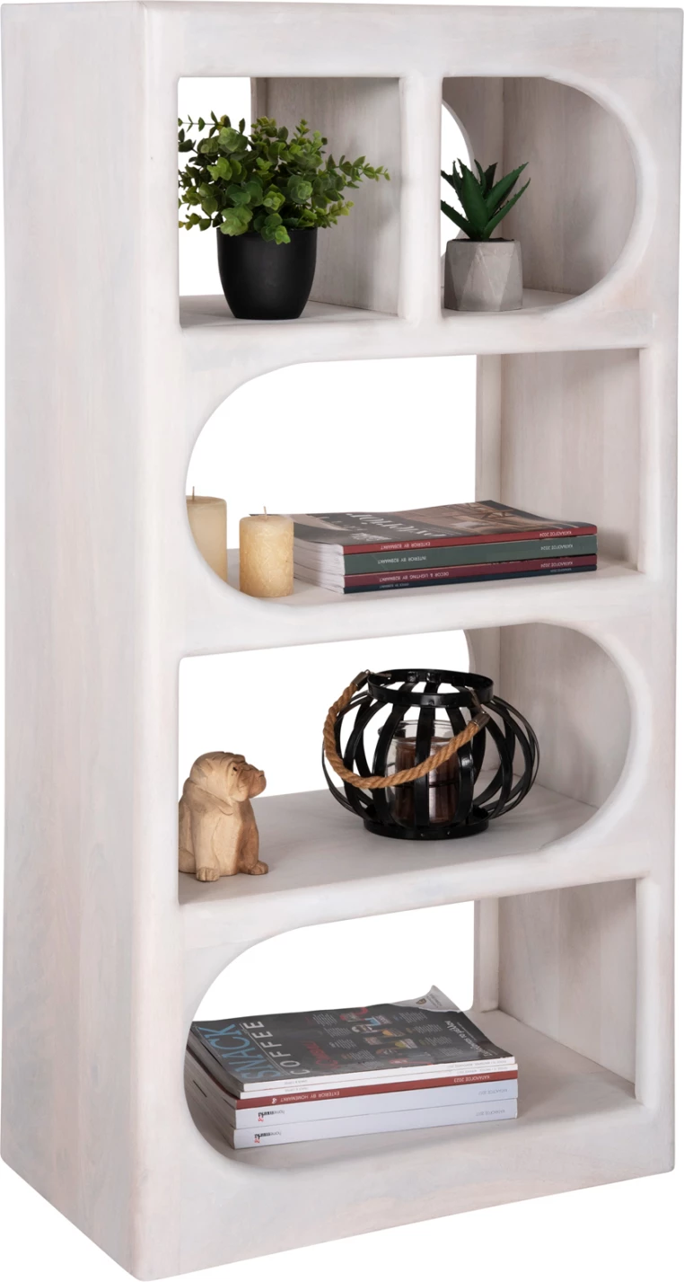 Visoka omara HANDYR FH9706 iz masivnega mangovega lesa v beli barvi 60x35x120Hcm