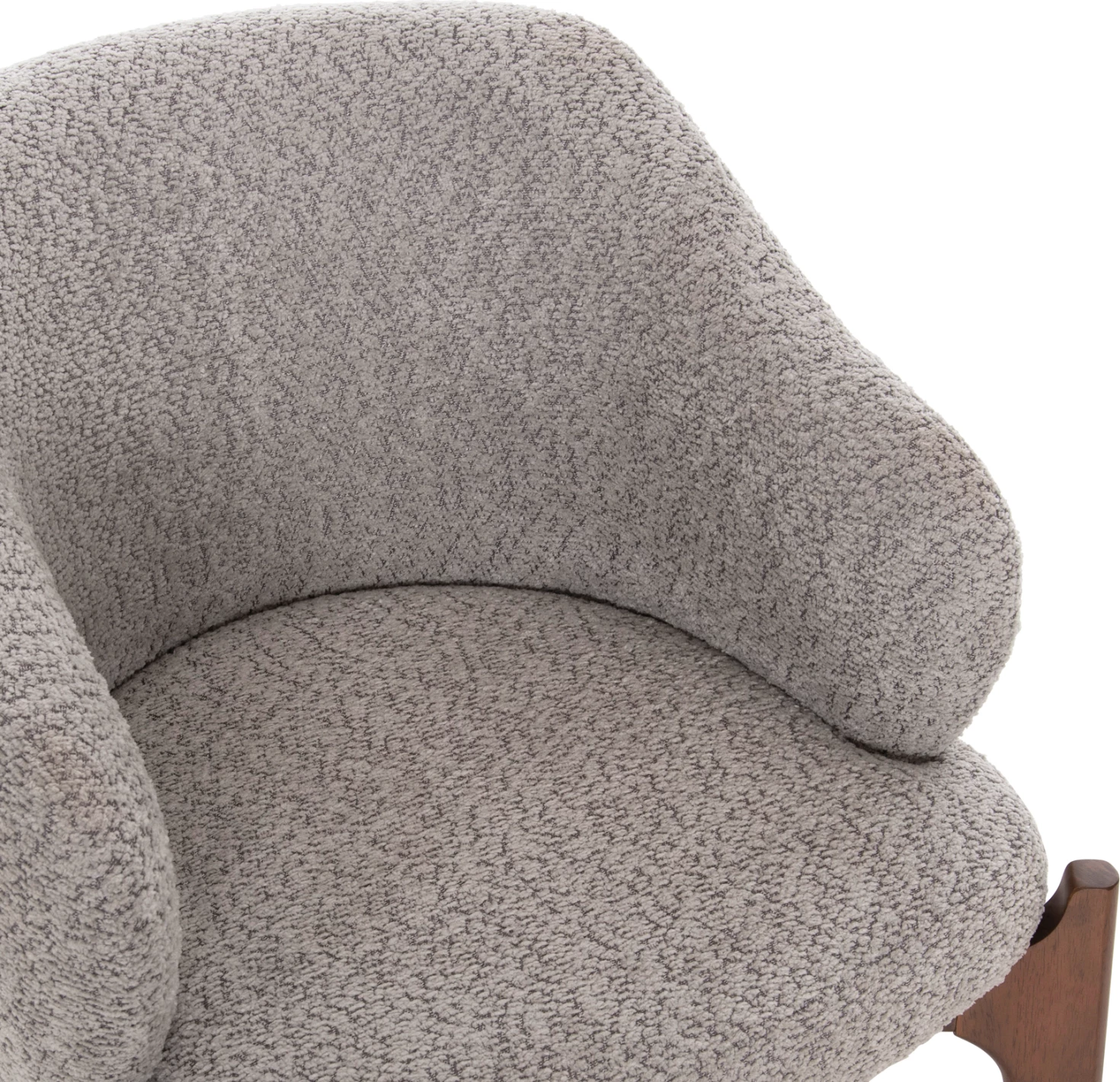 Jedilni stol ABAI FH9971.03 iz kavčukovca v barvi oreha - boucle tkanina v svetlo sivi barvi 65x63x79Hcm, set 2 kosov