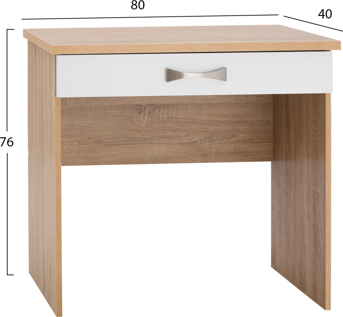Toaletna miza FH313.06 z 1 predalom v sonoma-beli barvi 80x40x76 cm