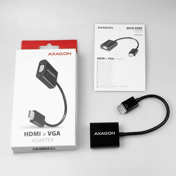Aktivni adapter HDMI v VGA, AXAGON RVH-VGN, črn