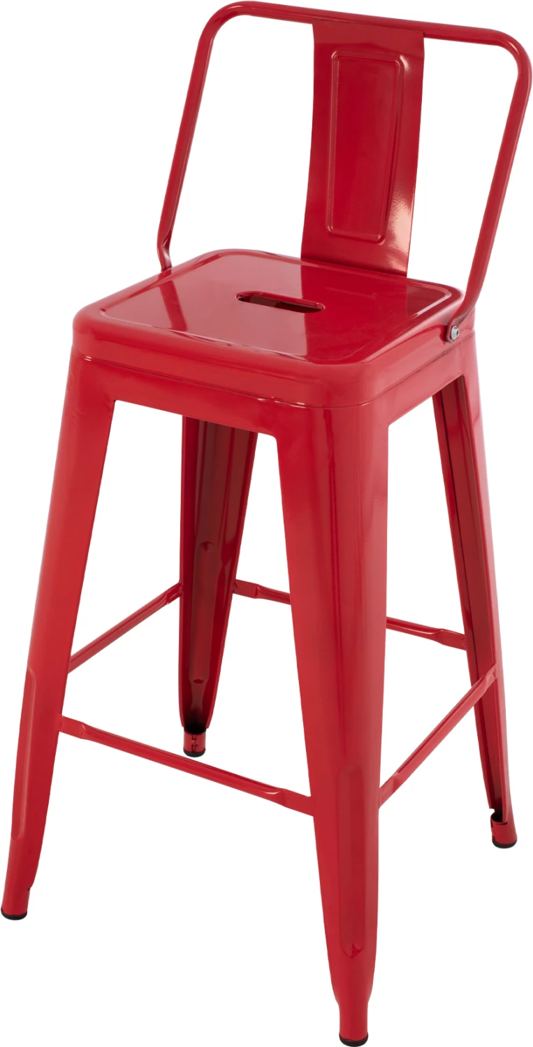 Barski stol srednje višine MELITA-PRO FH8574.44 kovinski v rdeči barvi 43x43x88H cm
