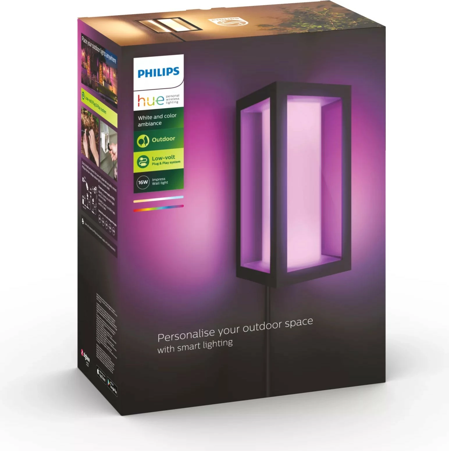 Zunanji LED svetilka Philips Hue Impress, črn, večbarvna