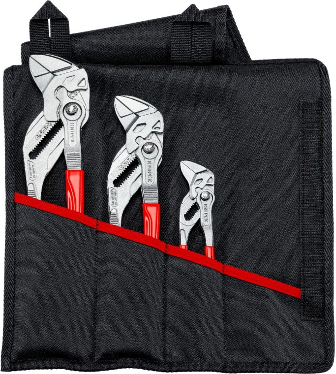 Set klešč Knipex 00 19 55 S7, 3 kosi, 125–300 mm, z etuijem, kovinsko/rdeče