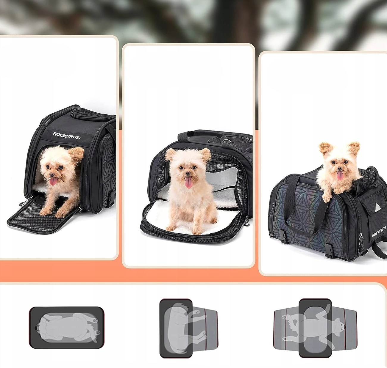 Prenosna torba za živali Rockbros 30140028001, 25 L, črna