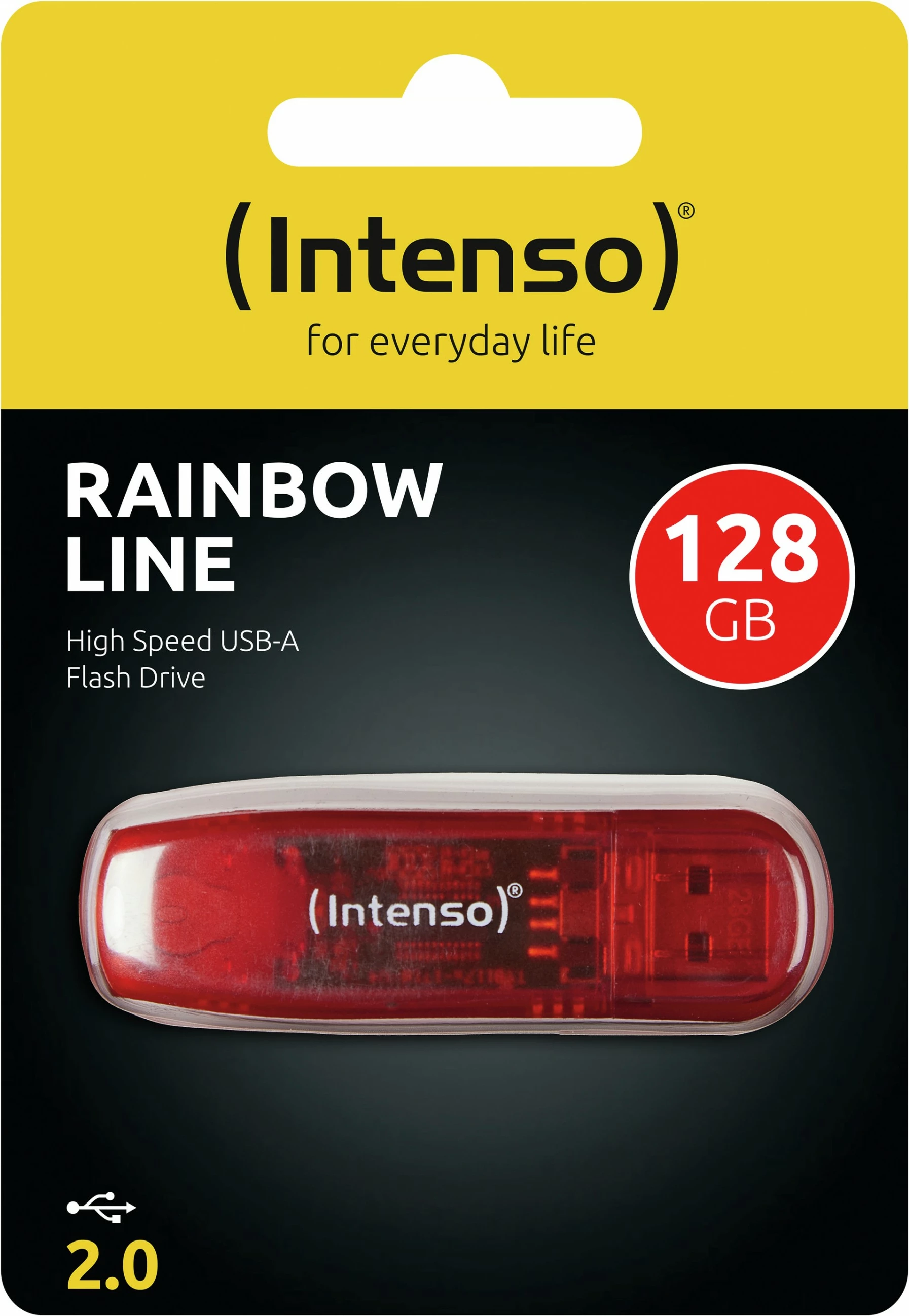 USB pomnilnik 128 GB, USB Type-A, rdeč, prozoren — Intenso Rainbow Line