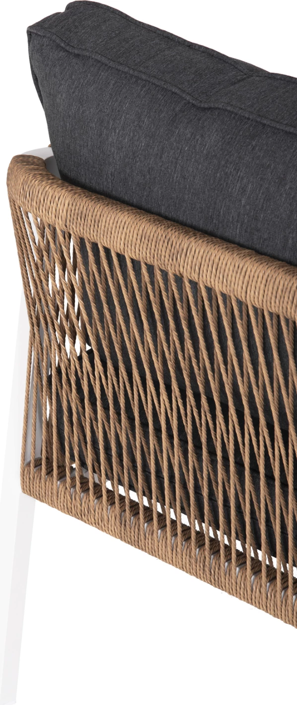 Zunanja dvosedna sedežna garnitura MAERLY FH6055.01 aluminij v beli-temno bež sintetični vrvi-antracit blazine
