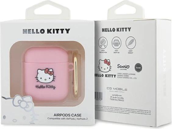 Ovitek Hello Kitty za AirPods 1/2, silikonski, roza