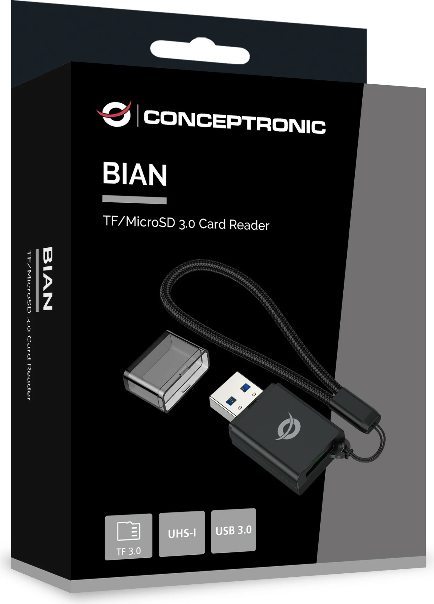Bralnik kartic USB-A 3.0 za TF/Micro-SD, Conceptronic, črn