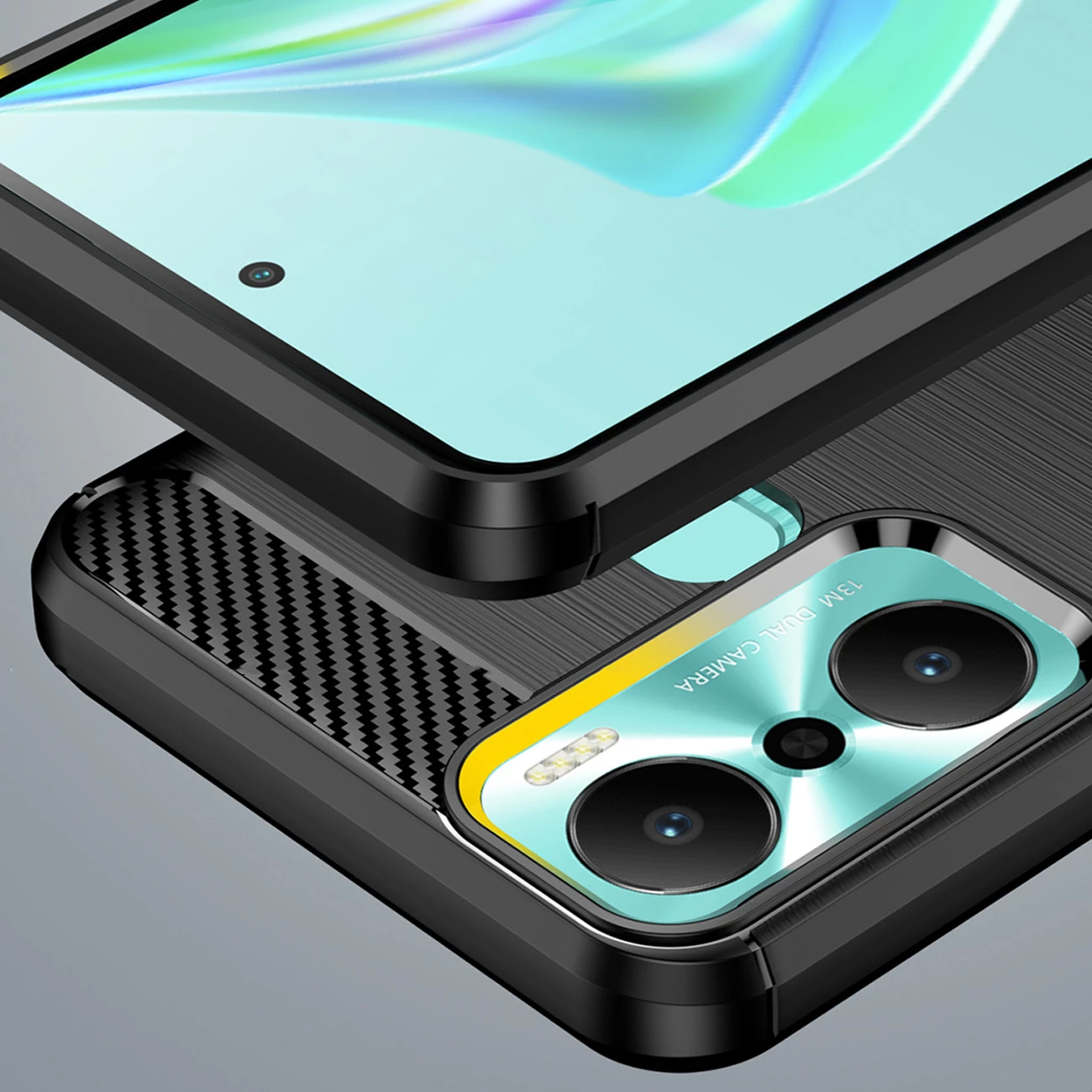 Ovitek za telefon Hurtel Carbon Case za Infinix Hot 20 Play, TPU, črn