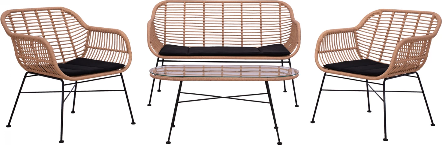 Kovinski set za zunanje prostore 4 kosi Allegra FH5460 Pletivo v bež barvi